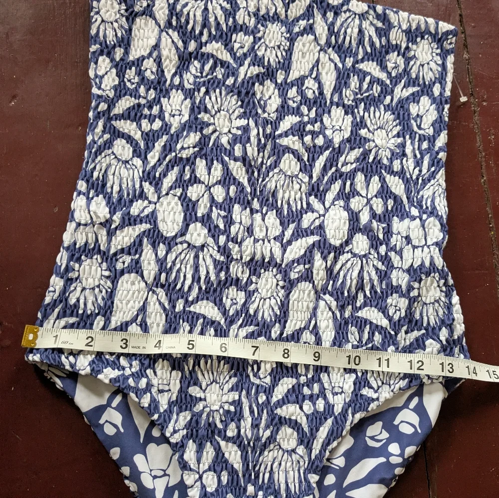 NWOT Aila Blue Costa Organic Flora Tropical Floral One-Piece Swimsuit Sz Medium